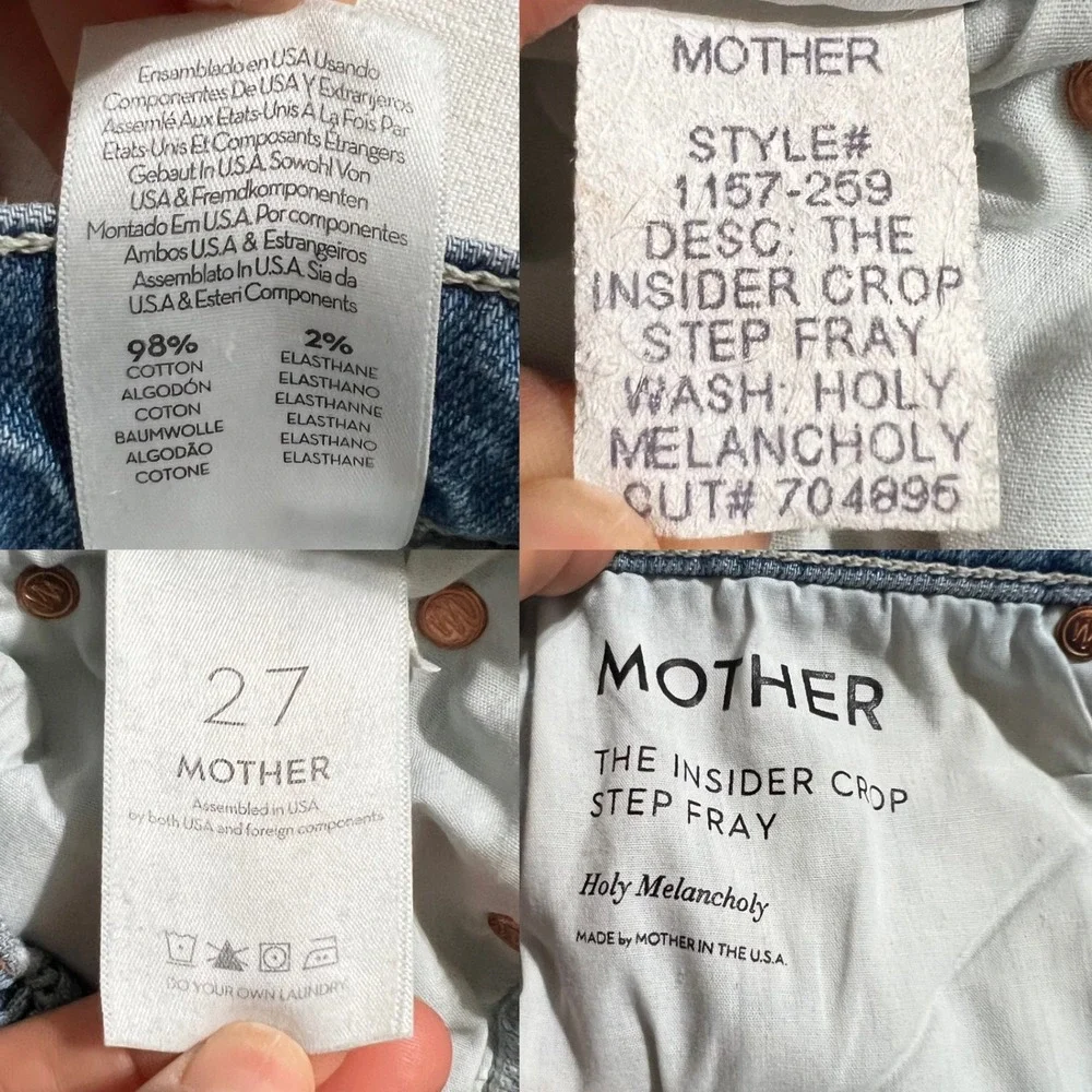 Mother Superior The Insider Crop Step Fray Jeans in Holy Melancholy Size 27